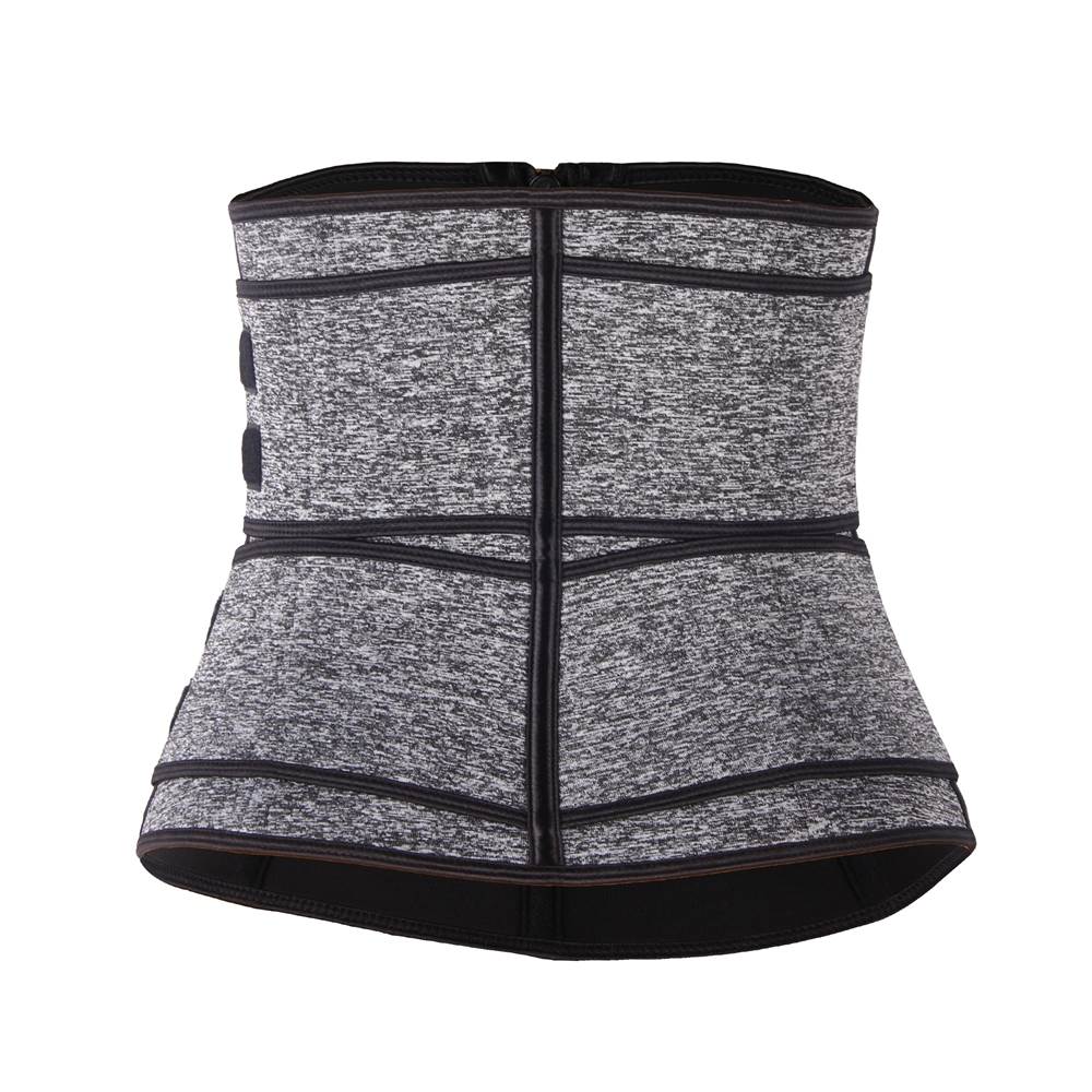 Zippered Double Belt 9 Steel Bones Neoprene Fitness Waist Trainer Silver Black