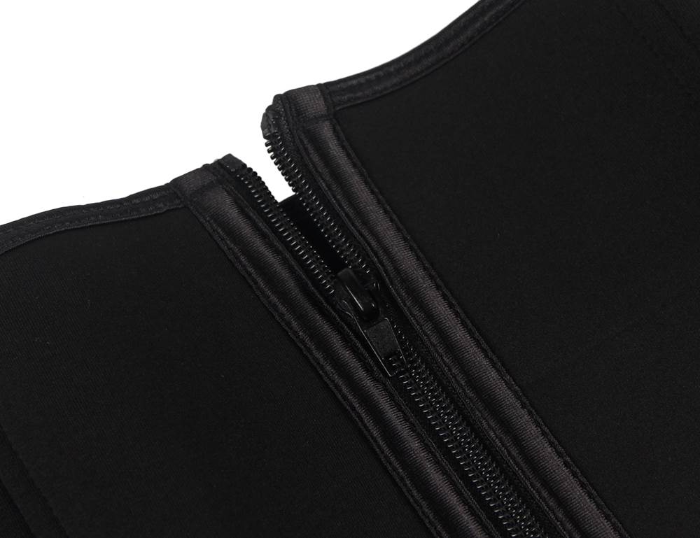 Zippered Belt 9 Steel Bones Neoprene Fitness Waist Trainer Black