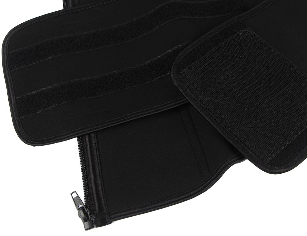 Zippered Belt 9 Steel Bones Neoprene Fitness Waist Trainer Black