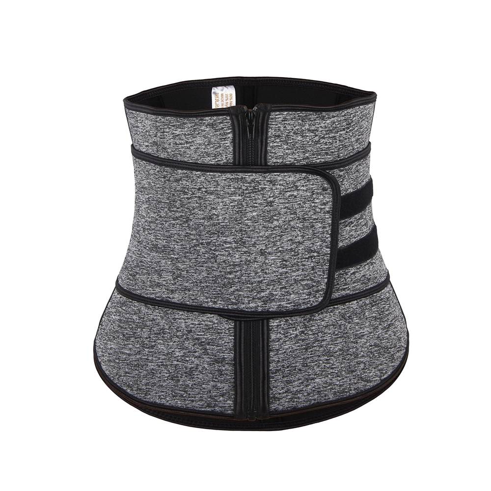 Zippered Belt 9 Steel Bones Neoprene Fitness Waist Trainer Silver Black