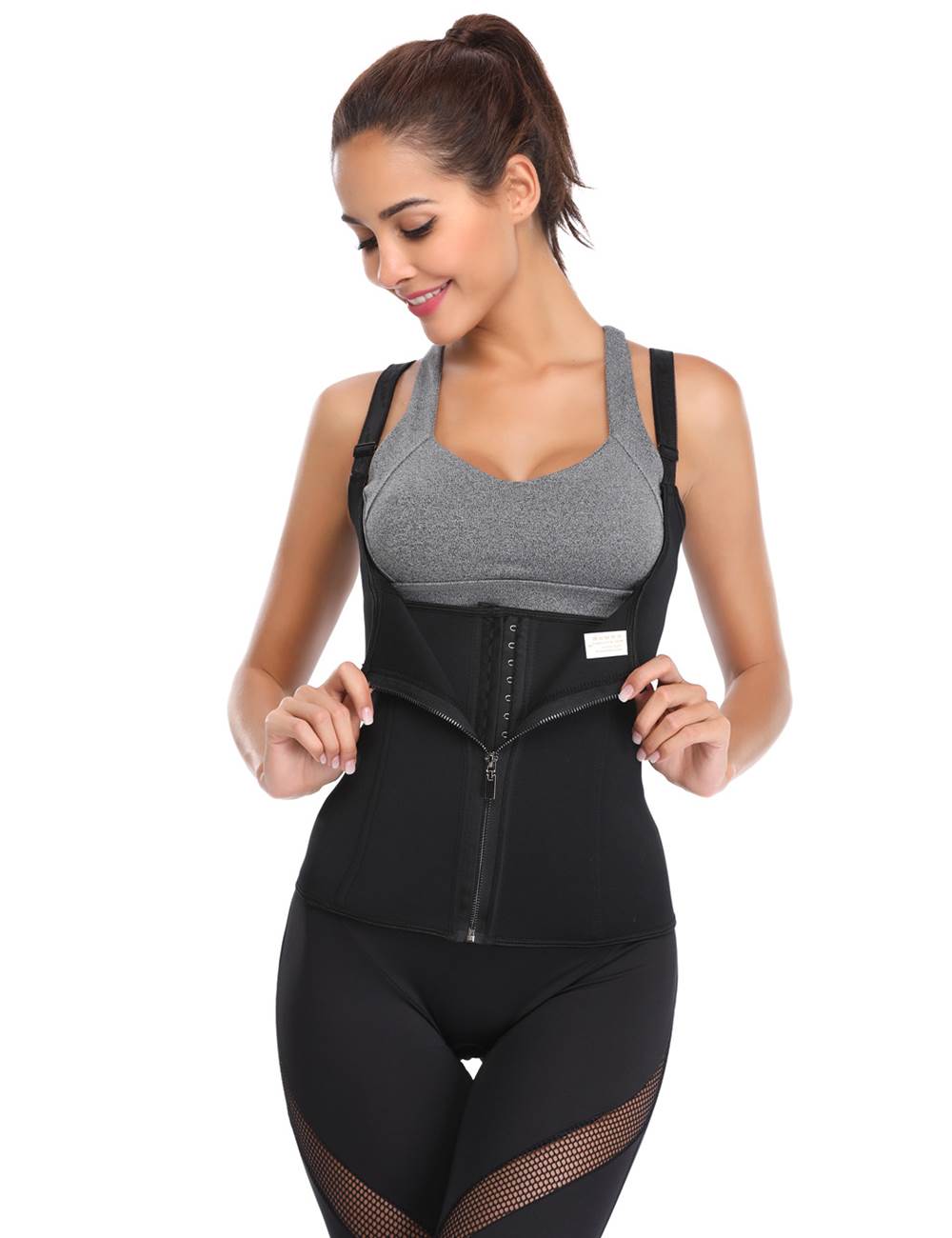 6 Pieces Steel Bones Black Neoprene Waist Training Corset