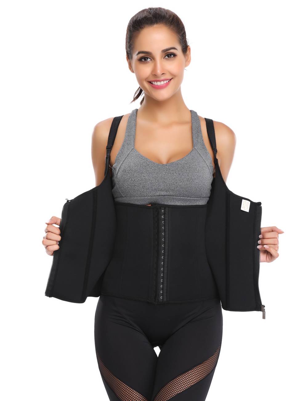 6 Pieces Steel Bones Black Neoprene Waist Training Corset