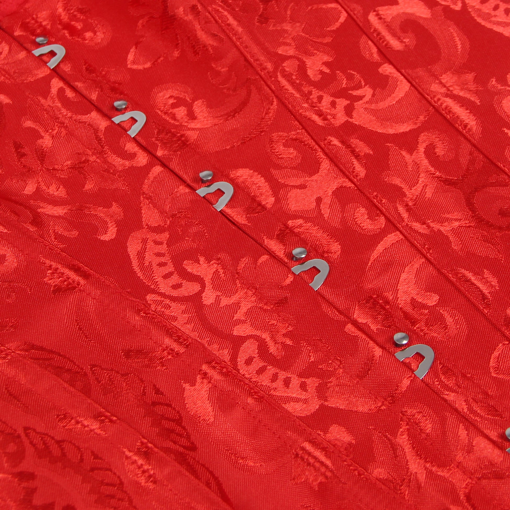 Red off Shoulder 12 Pieces Plastic Bones Lace Corsets with Panties