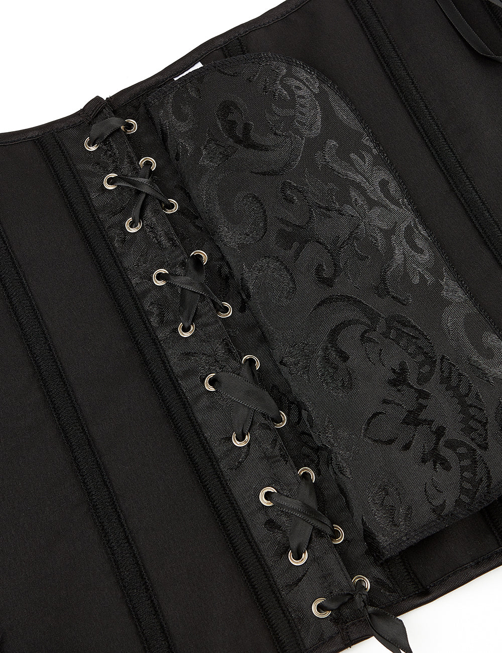 Black off Shoulder 12 Pieces Plastic Bones Corsets With Panties