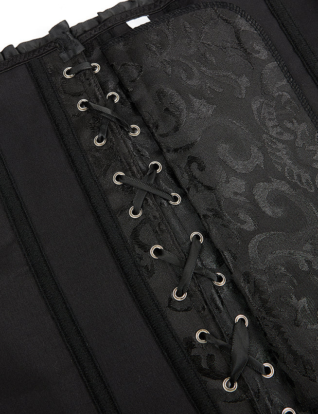 12 Pieces Plastic Bones Corsets Black Sexy Jacquard Palace Style Corset