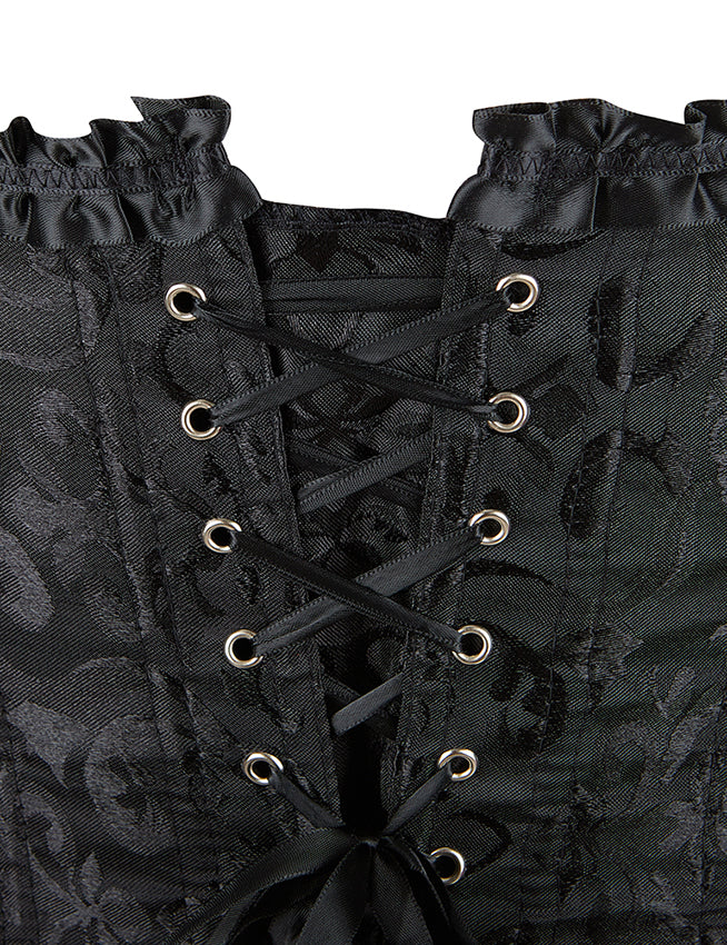 12 Pieces Plastic Bones Corsets Black Sexy Jacquard Palace Style Corset