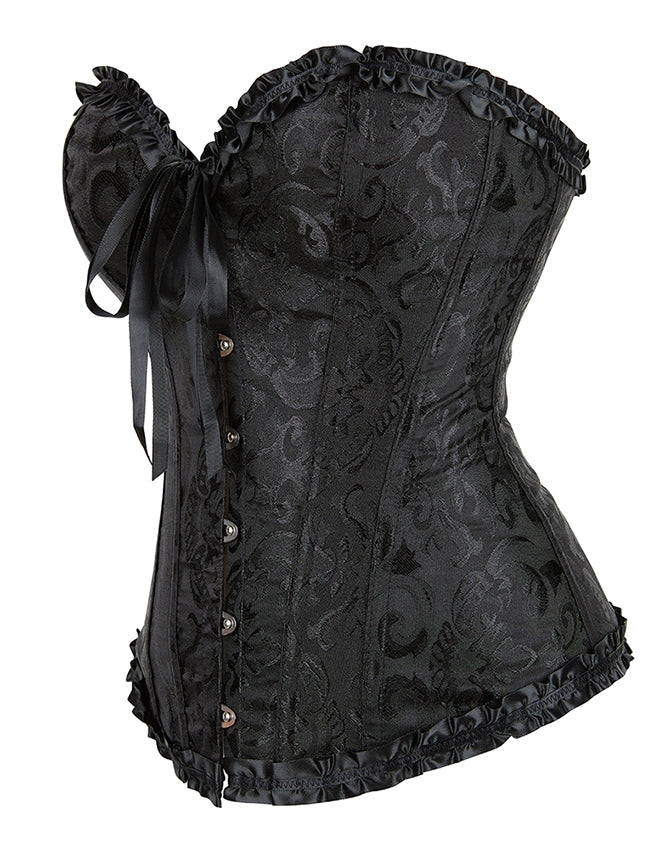 12 Pieces Plastic Bones Corsets Black Sexy Jacquard Palace Style Corset