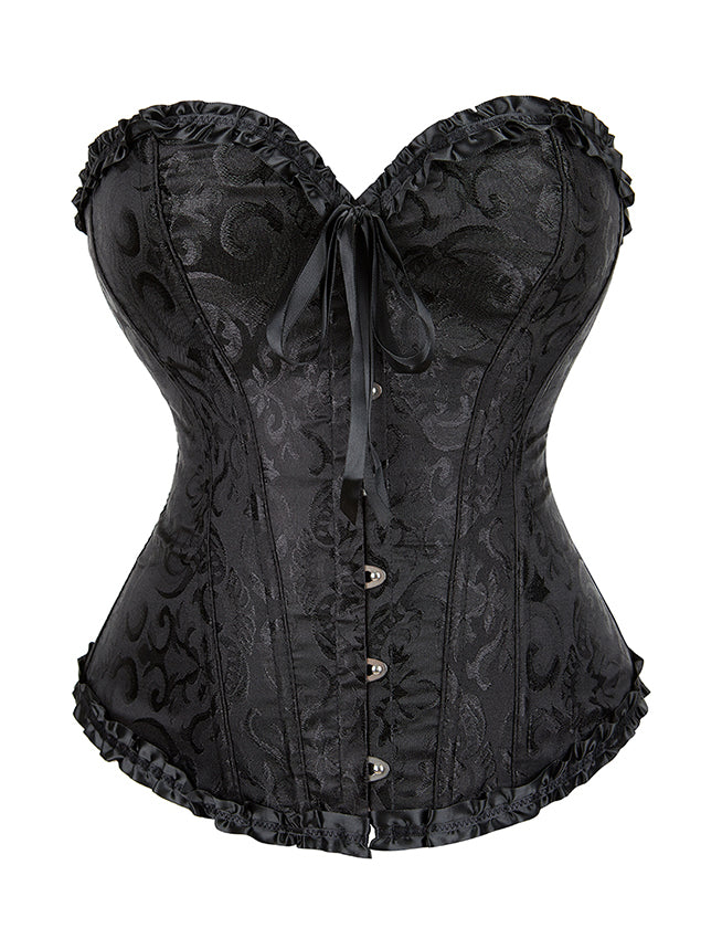 12 Pieces Plastic Bones Corsets Black Sexy Jacquard Palace Style Corset