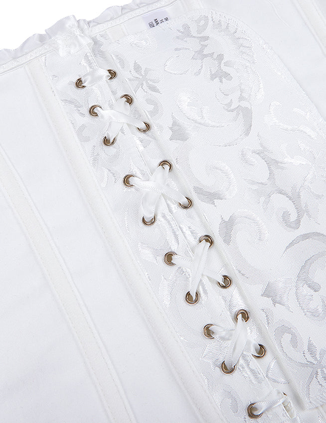 12 Pieces Plastic Bones Corsets White Sexy Jacquard Palace Style Corset