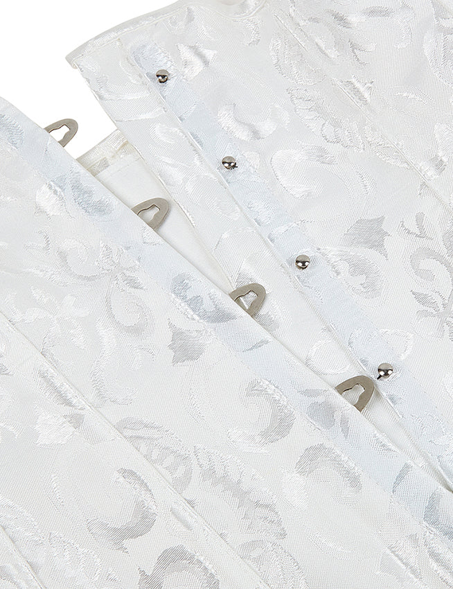 14 Pieces Plastic Bones White Strapless Lace Corset Top with Panty