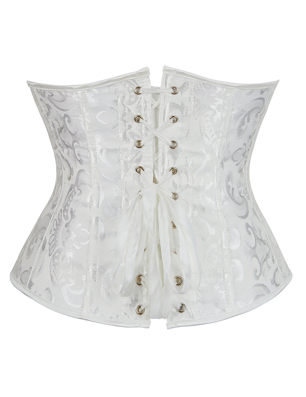14 Pieces Plastic Bones White Strapless Lace Corset Top with Panty