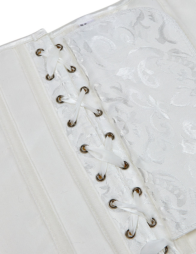 14 Pieces Plastic Bones White Strapless Lace Corset Top with Panty