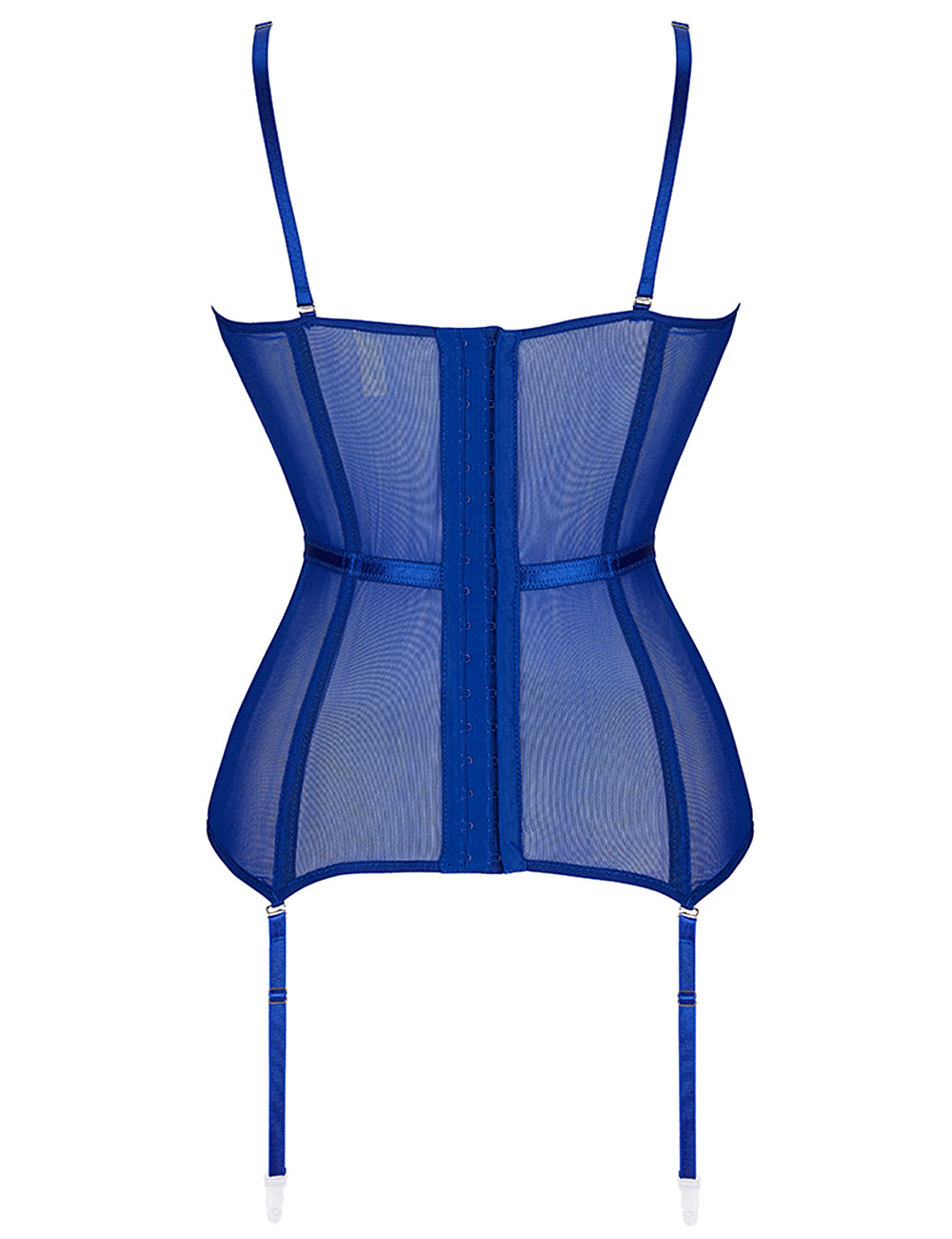 8 Pieces Plastic Bones Blue Deluxe Satin Lace Stitching Corsets