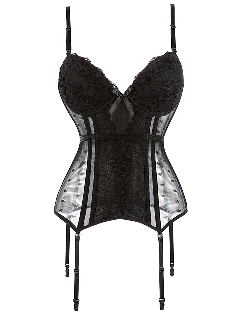 8 Pieces Plastic Bones Black Deluxe Satin Lace Stitching Corsets