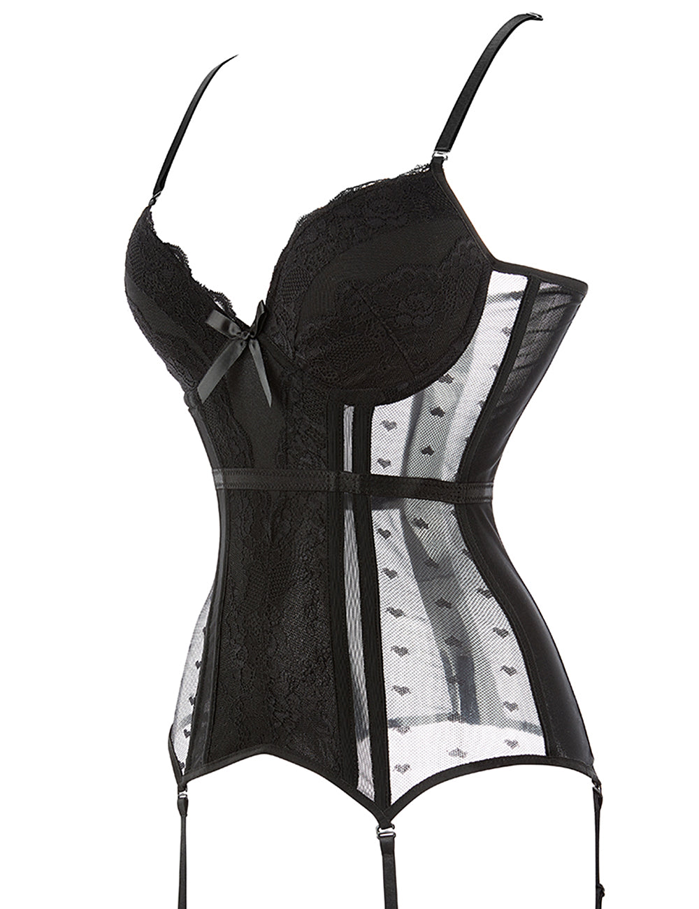 8 Pieces Plastic Bones Black Deluxe Satin Lace Stitching Corsets