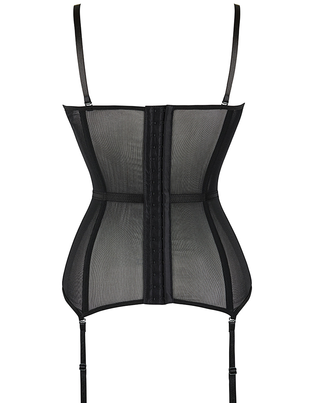 8 Pieces Plastic Bones Black Deluxe Satin Lace Stitching Corsets