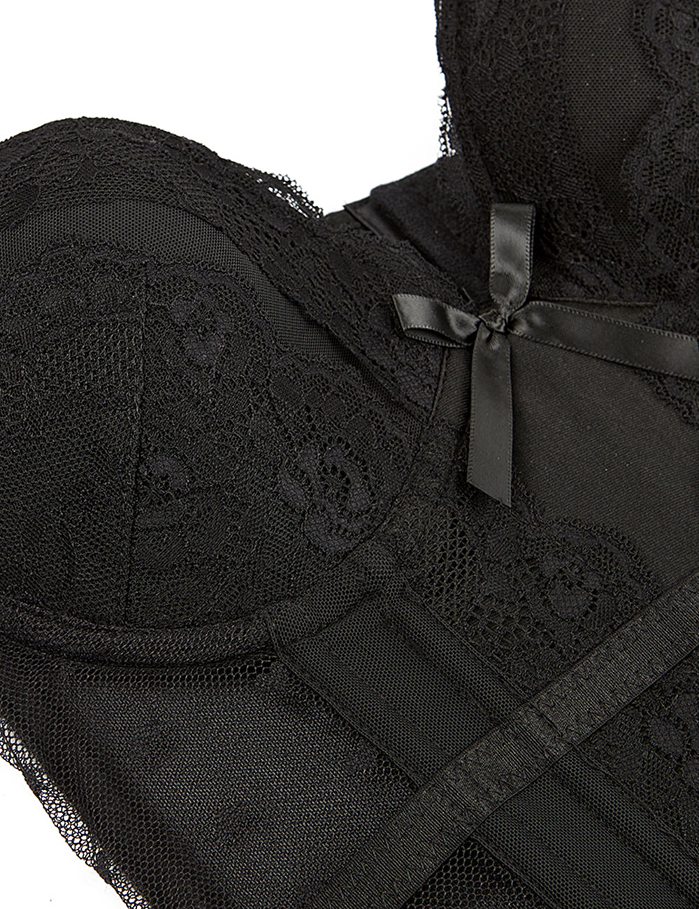 8 Pieces Plastic Bones Black Deluxe Satin Lace Stitching Corsets