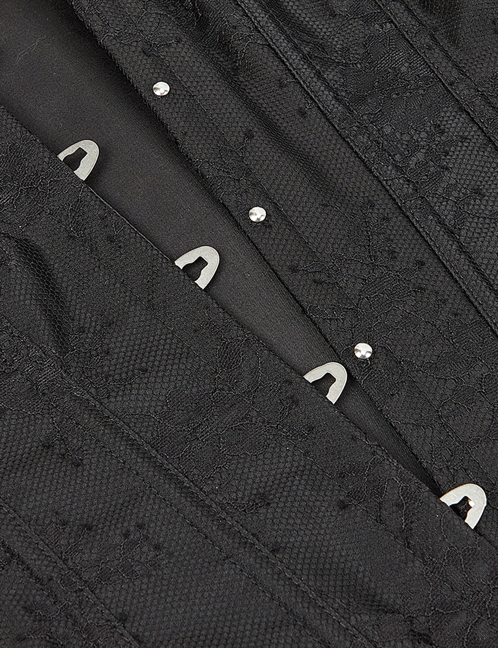 12 Pieces Plastic Bones Sexy Lace Sleeves Stitching Black Corset