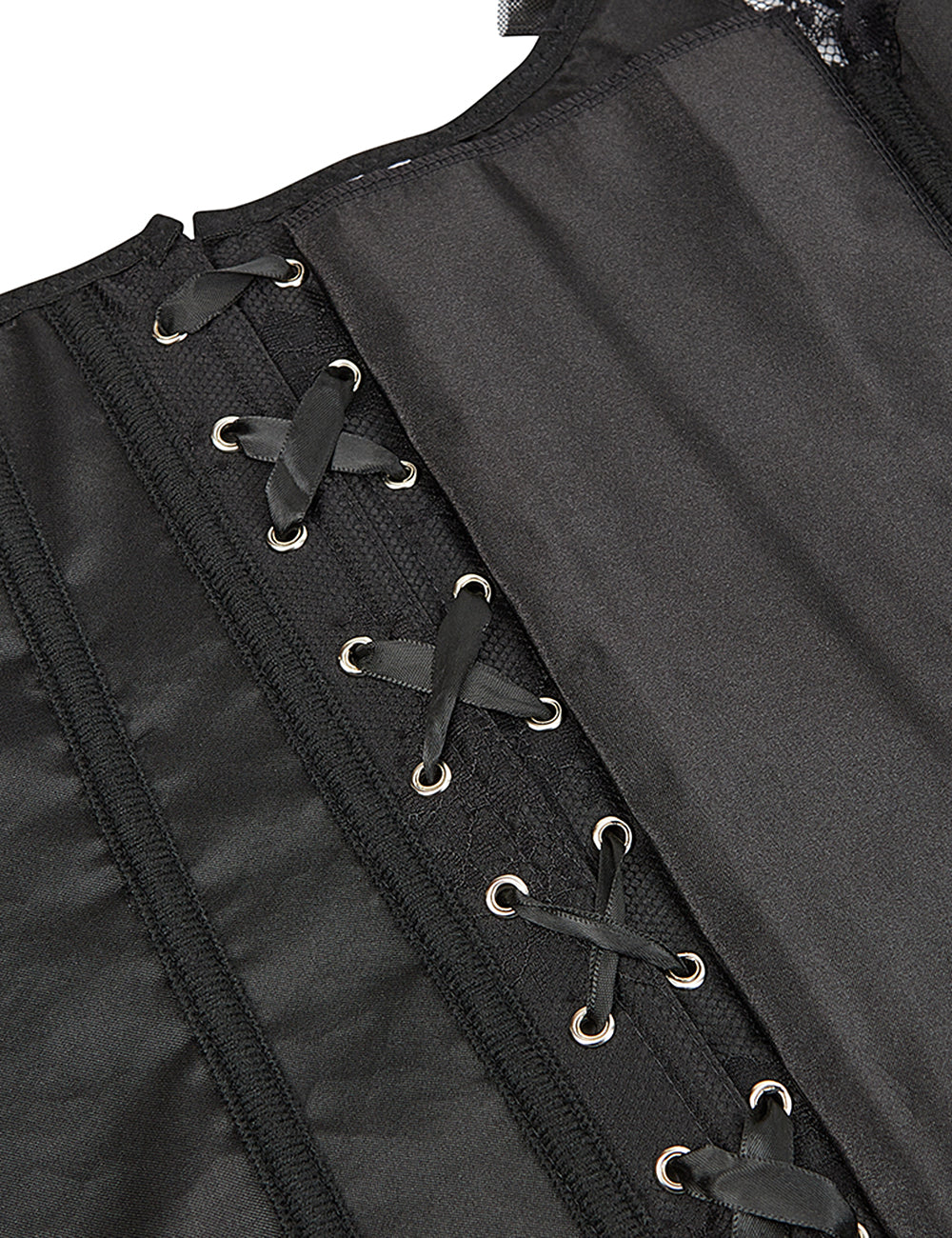 12 Pieces Plastic Bones Sexy Lace Sleeves Stitching Black Corset