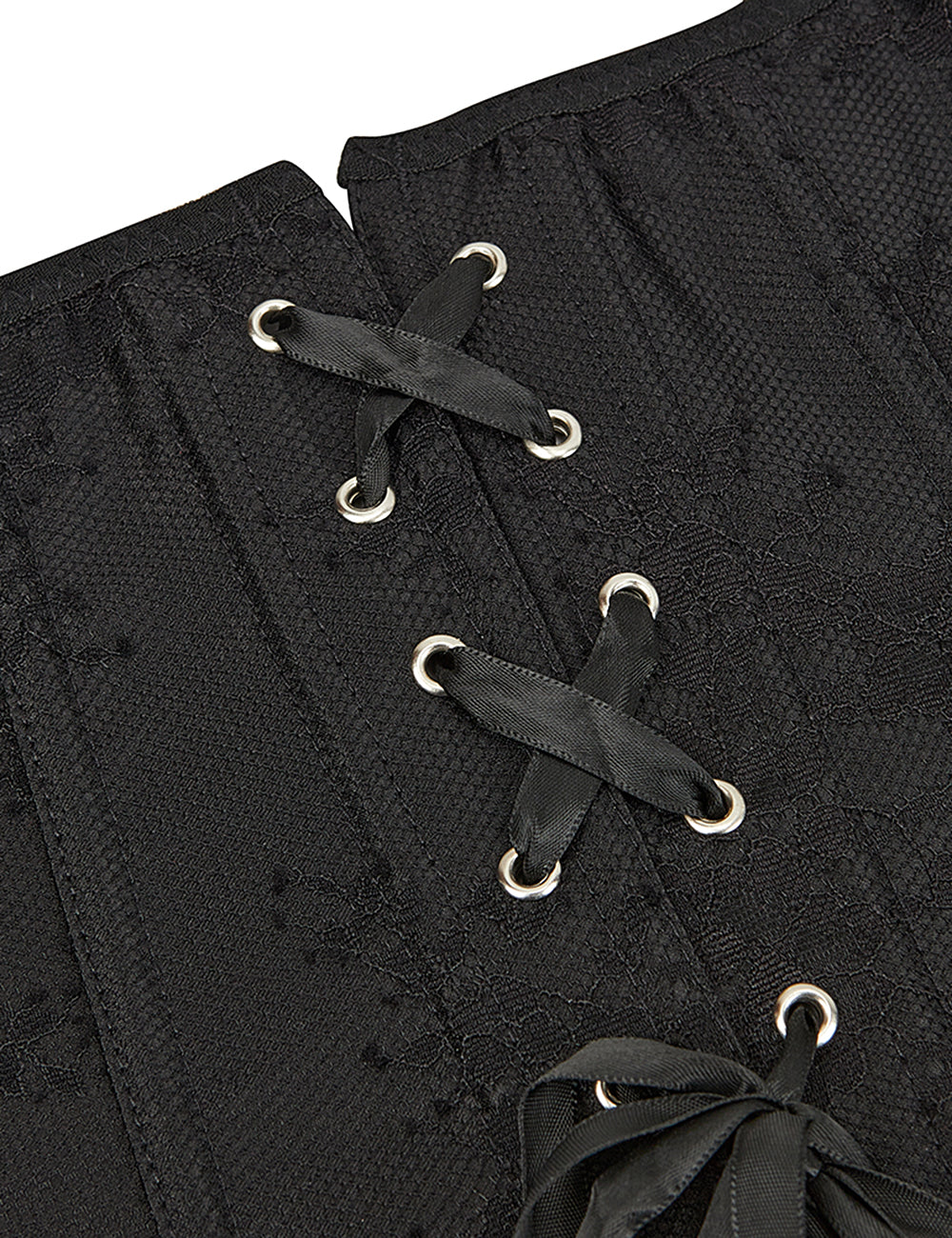 12 Pieces Plastic Bones Sexy Lace Sleeves Stitching Black Corset