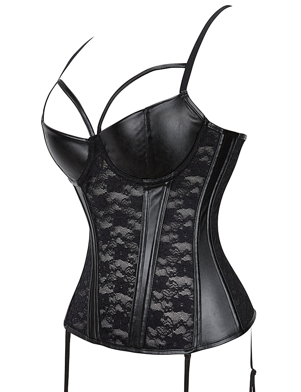 10 Pieces Plastic Bones Black Lace Leather Stitching Sexy Corset