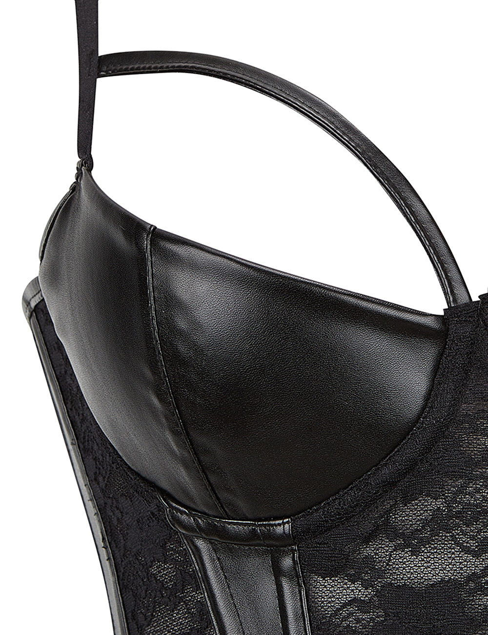 10 Pieces Plastic Bones Black Lace Leather Stitching Sexy Corset