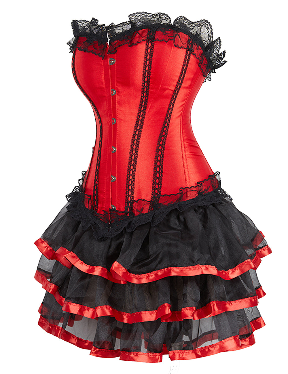 12 Pieces Plastic Bones Black Lace Red Corset