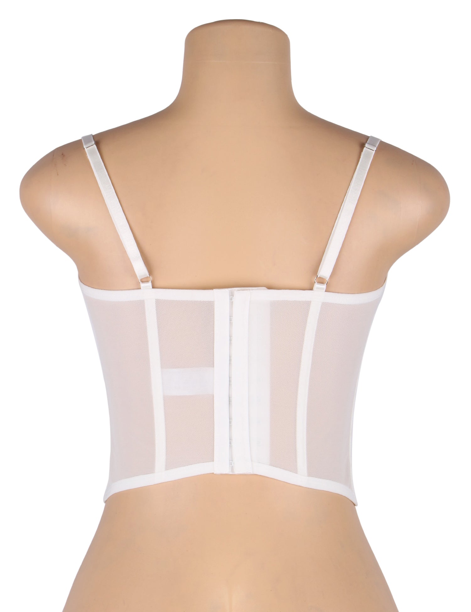 White 9 Bones Sexy Lace Suspender Corset Bra Top
