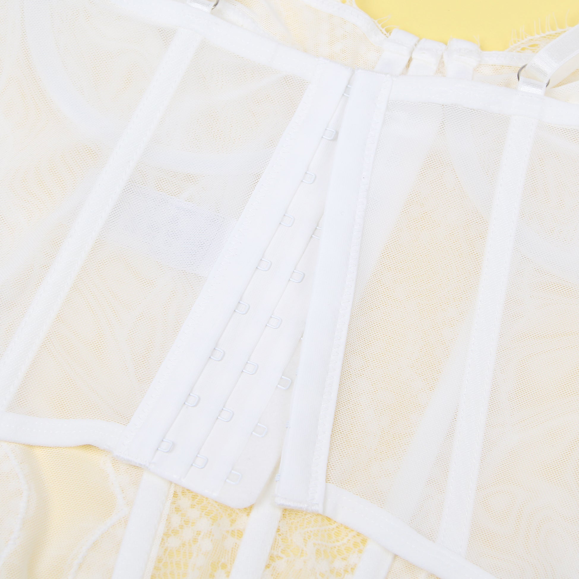 White 9 Bones Sexy Lace Suspender Corset Bra Top