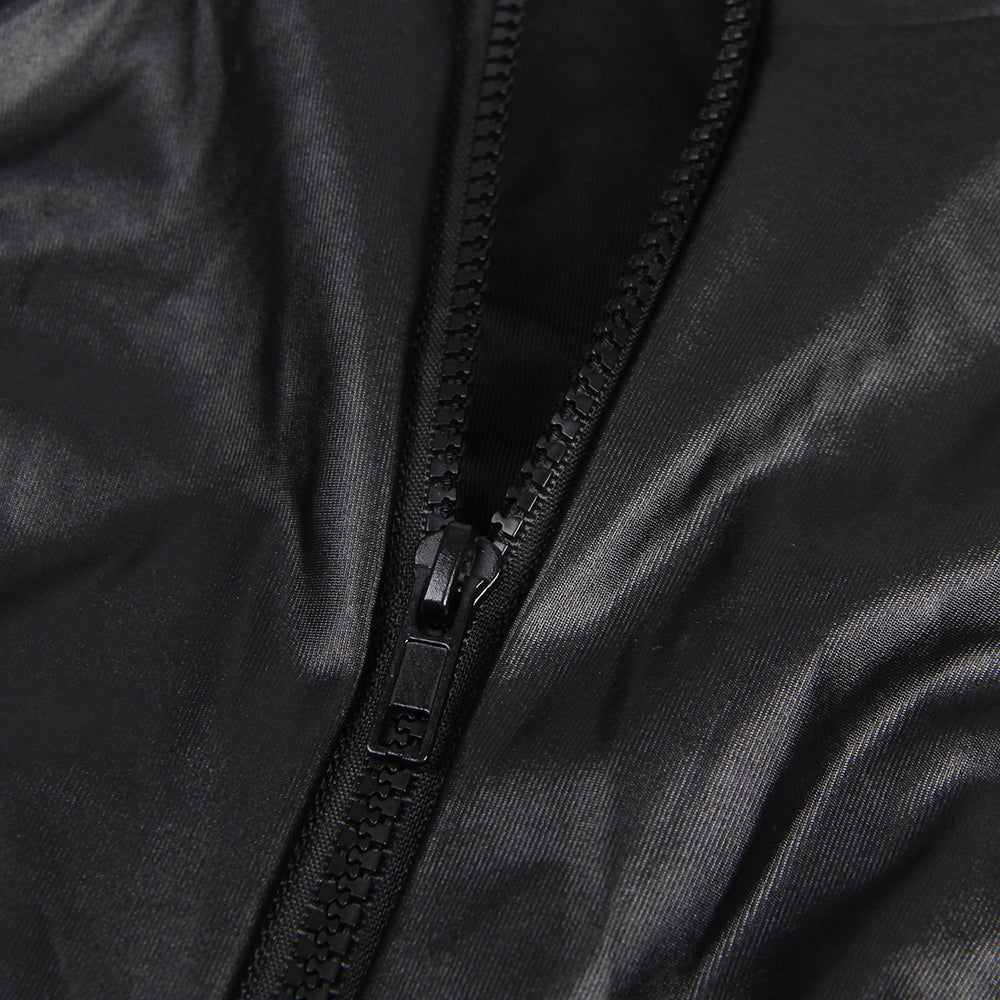 Black Zipper Front Long Sleeve Leather Devil Sexy Costume