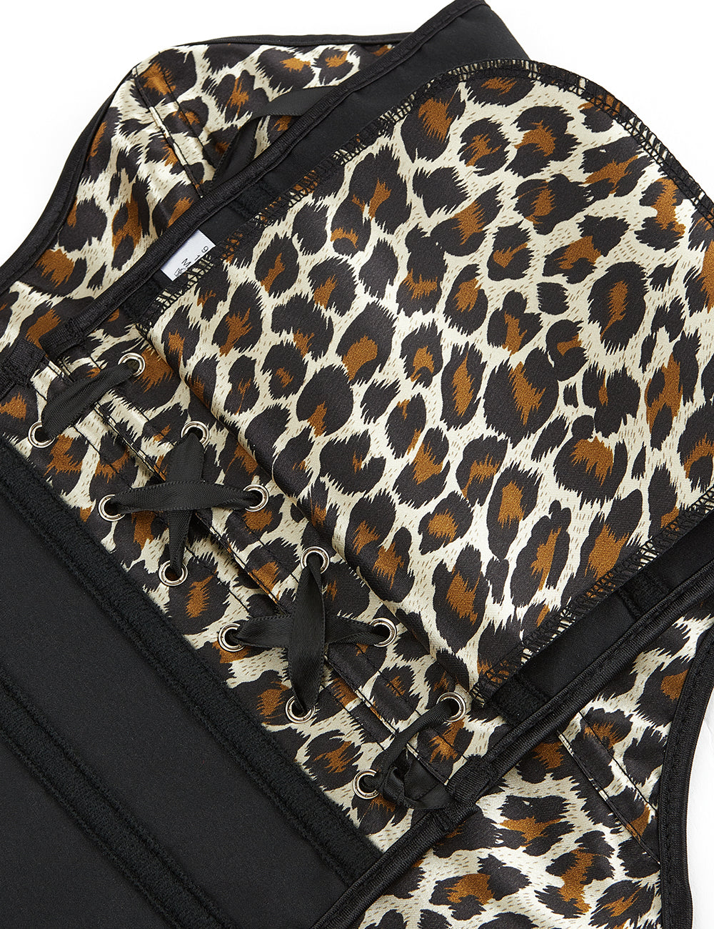 9 Pieces Plastic Bones Leopard Print Off Shoulder Palace Style Zippered Corset