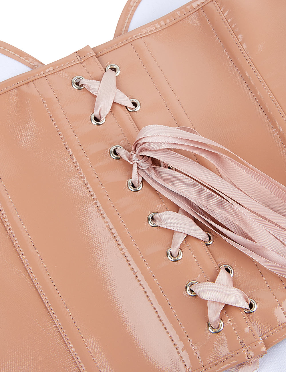 12 Pieces Plastic Bones Nude Sexy PU Leather Strapless Zippered Corset