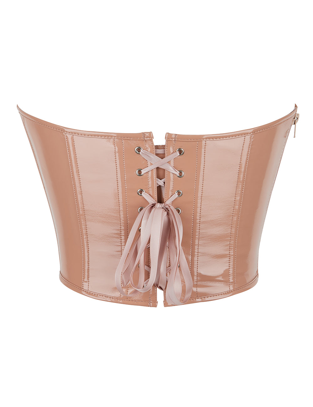 12 Pieces Plastic Bones Nude Sexy PU Leather Strapless Zippered Corset