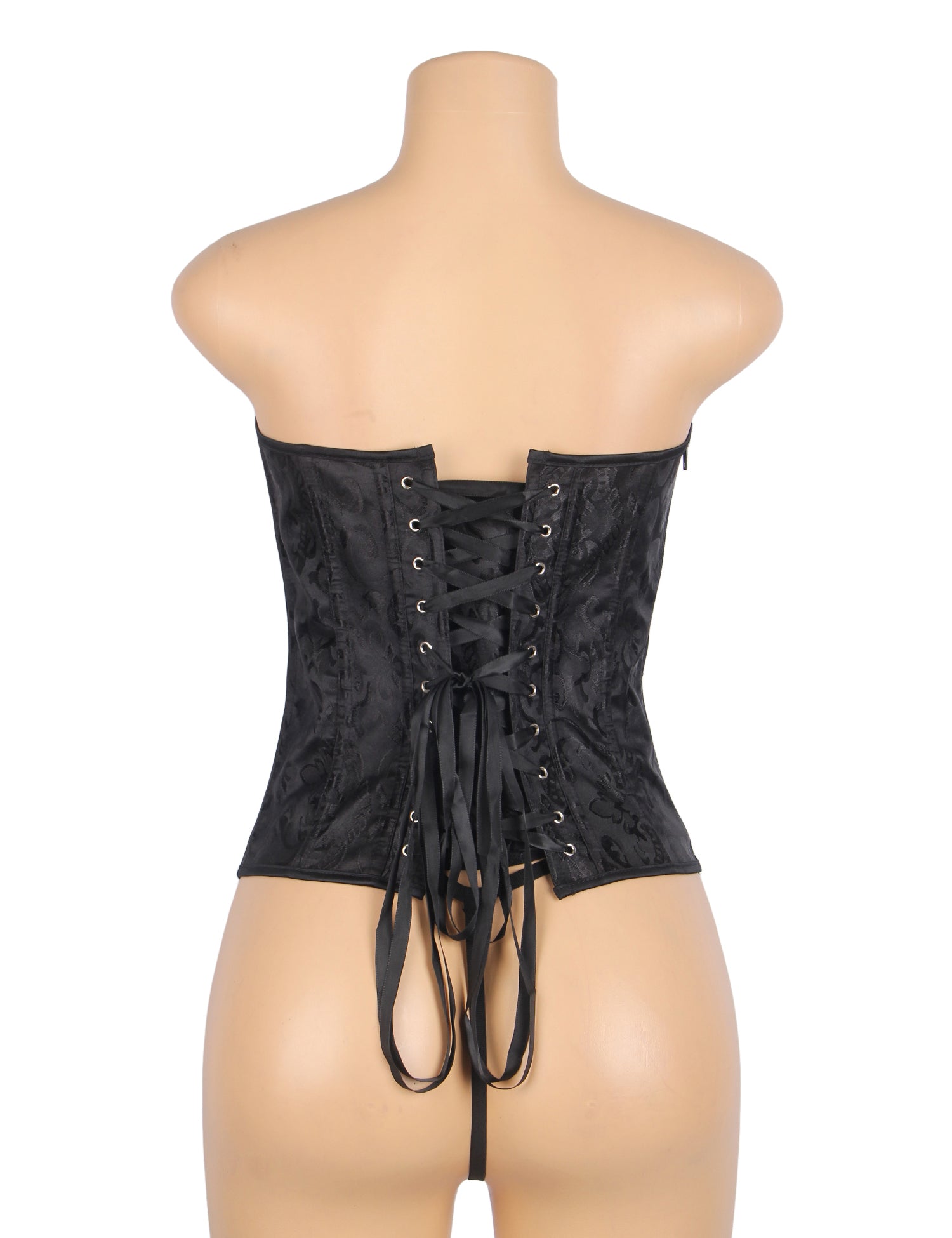 Black off Shoulder 12 Pieces Plastic Bones Corsets With Panties