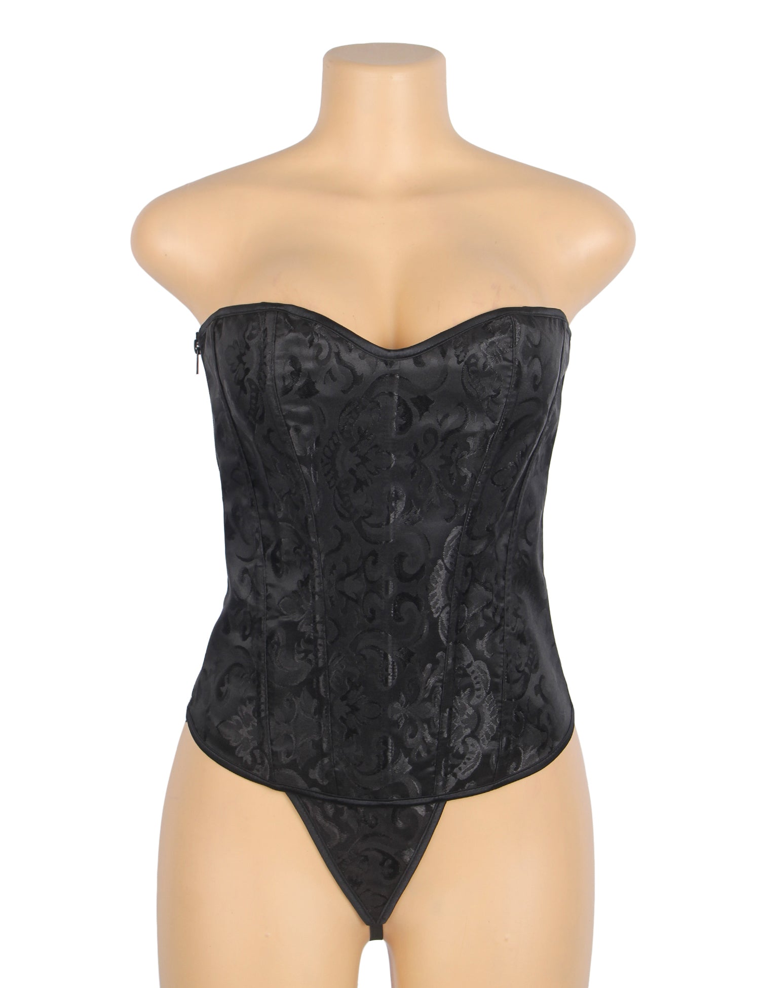 Black off Shoulder 12 Pieces Plastic Bones Corsets With Panties