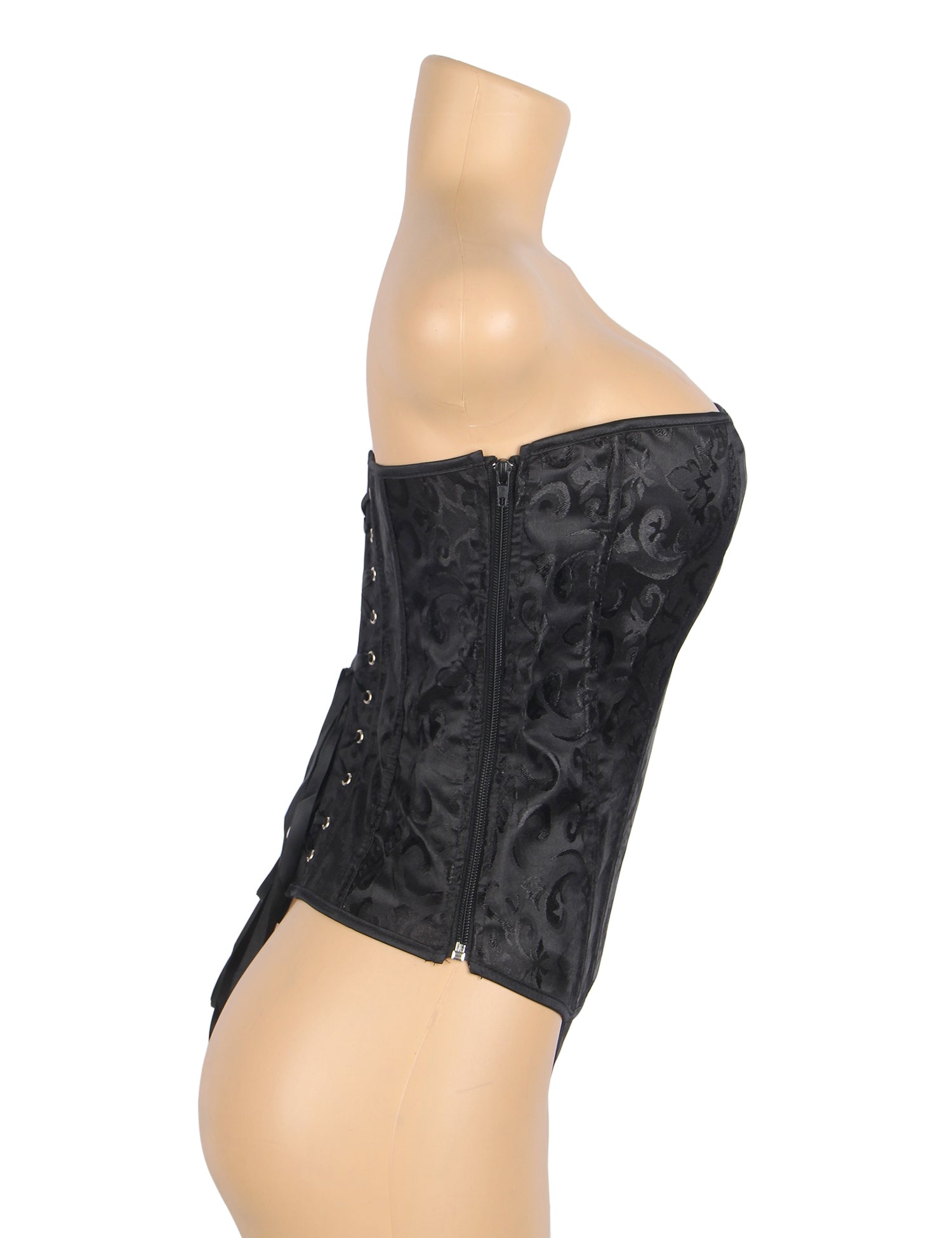 Black off Shoulder 12 Pieces Plastic Bones Corsets With Panties