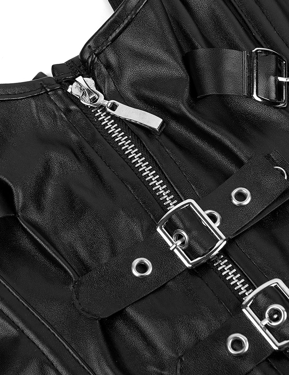 12 Pieces Plastic Bone Black Sexy Faux Leather Square Buckles Corset