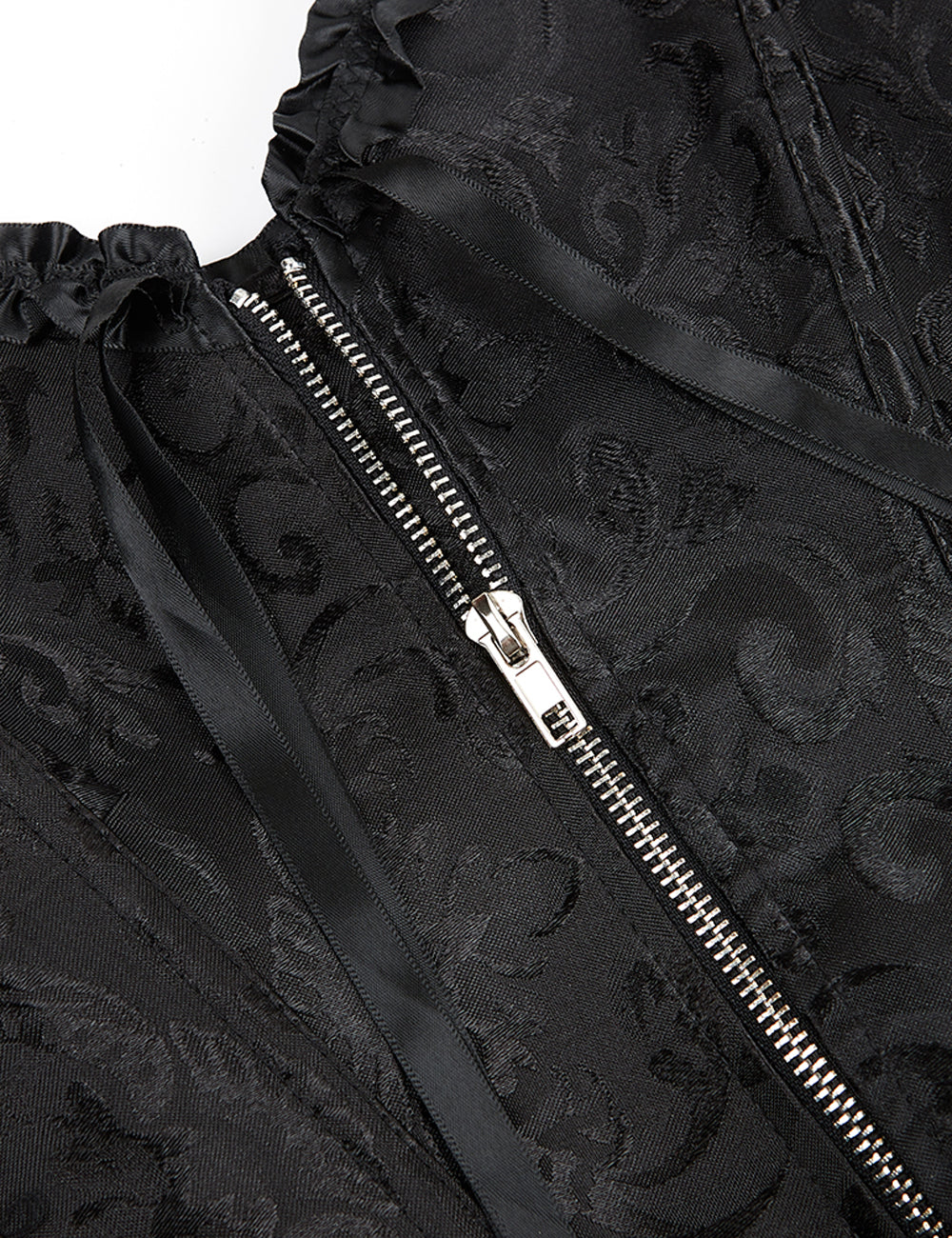 12 Pieces Plastic Bones Black Sexy Embroidered Zippered Palace Style Corset