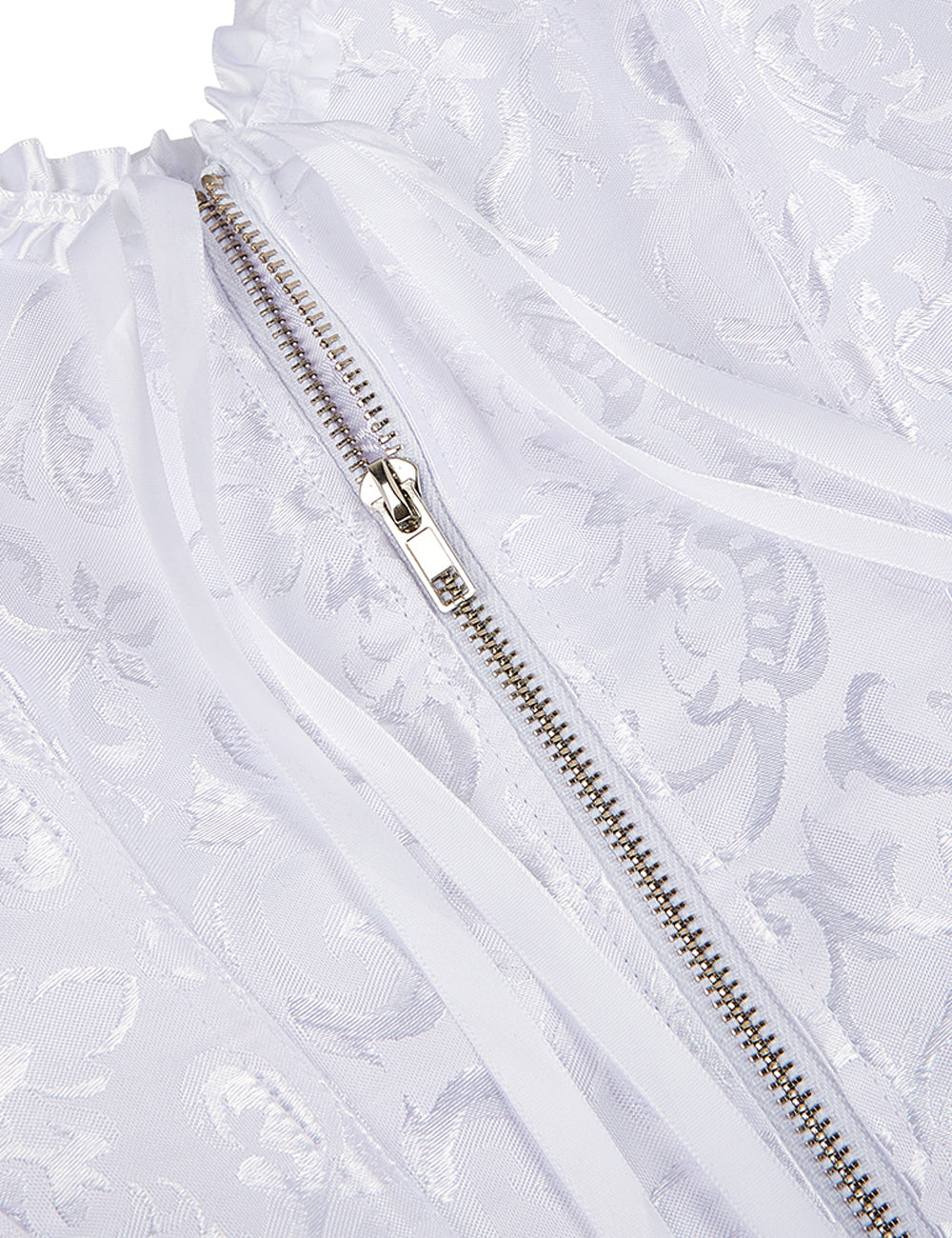 12 Pieces Plastic Bones White Sexy Embroidered Zippered Palace Style Corset