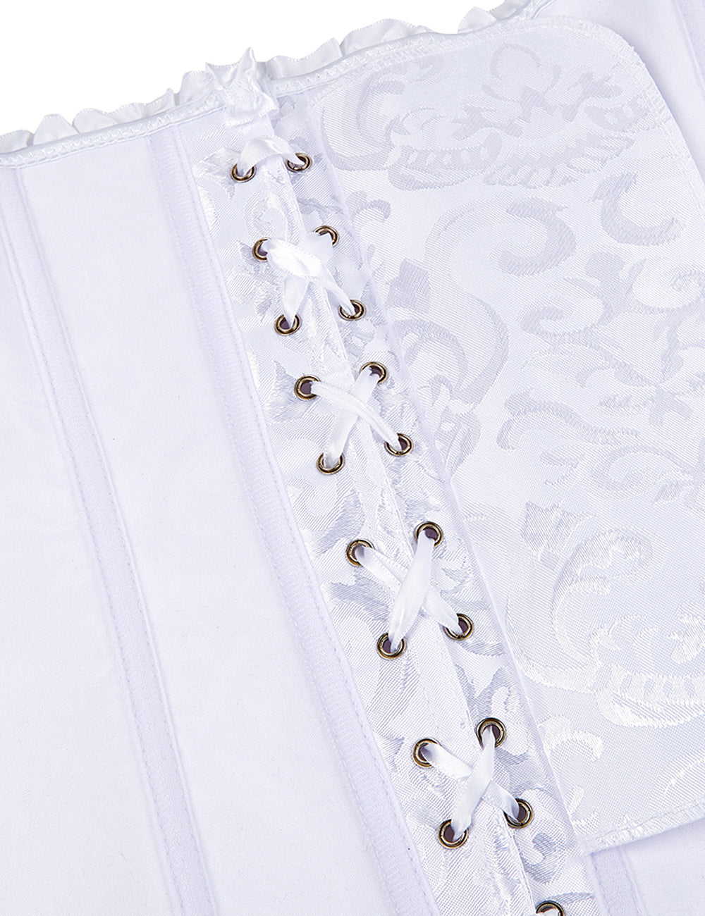 12 Pieces Plastic Bones White Sexy Embroidered Zippered Palace Style Corset