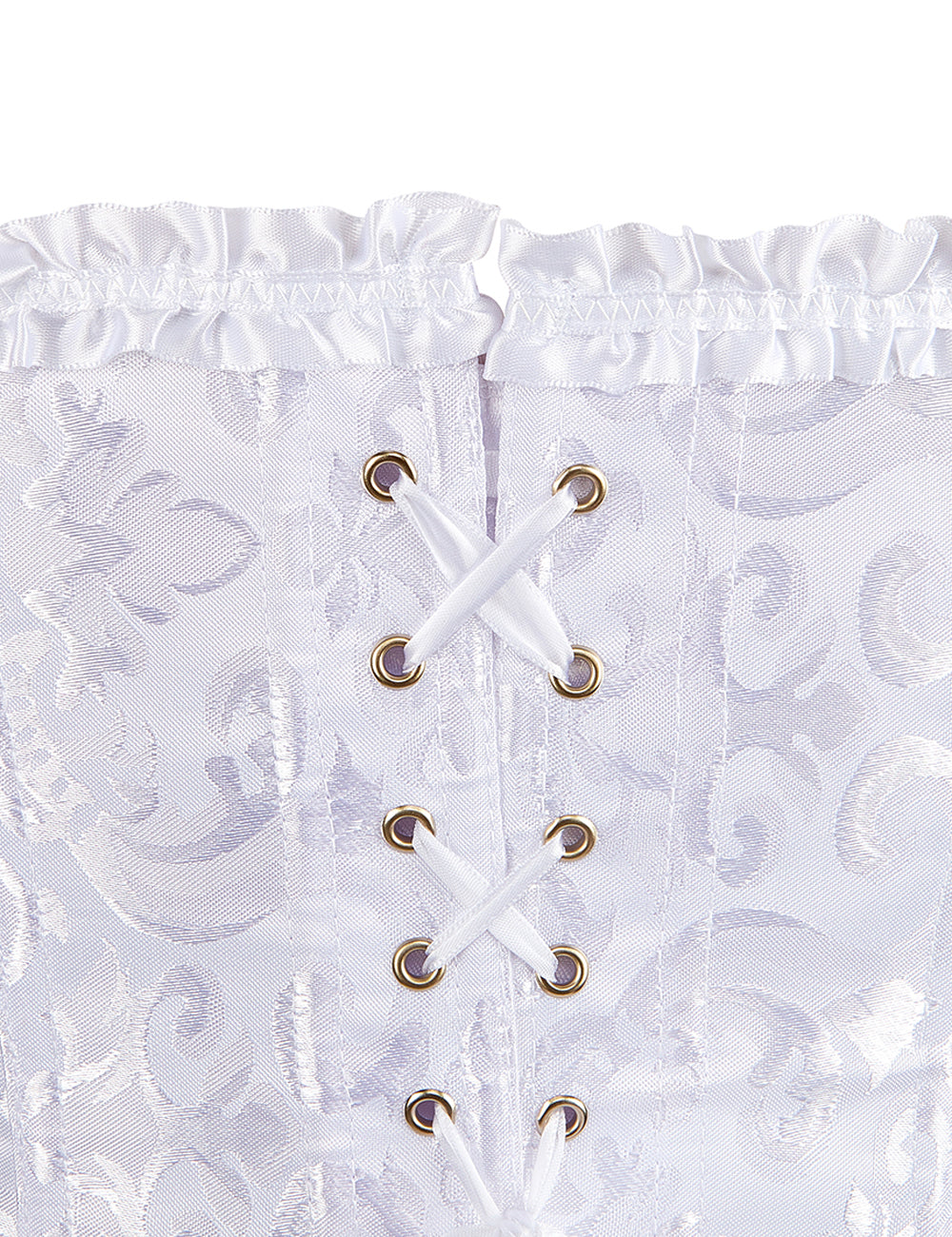 12 Pieces Plastic Bones White Sexy Embroidered Zippered Palace Style Corset