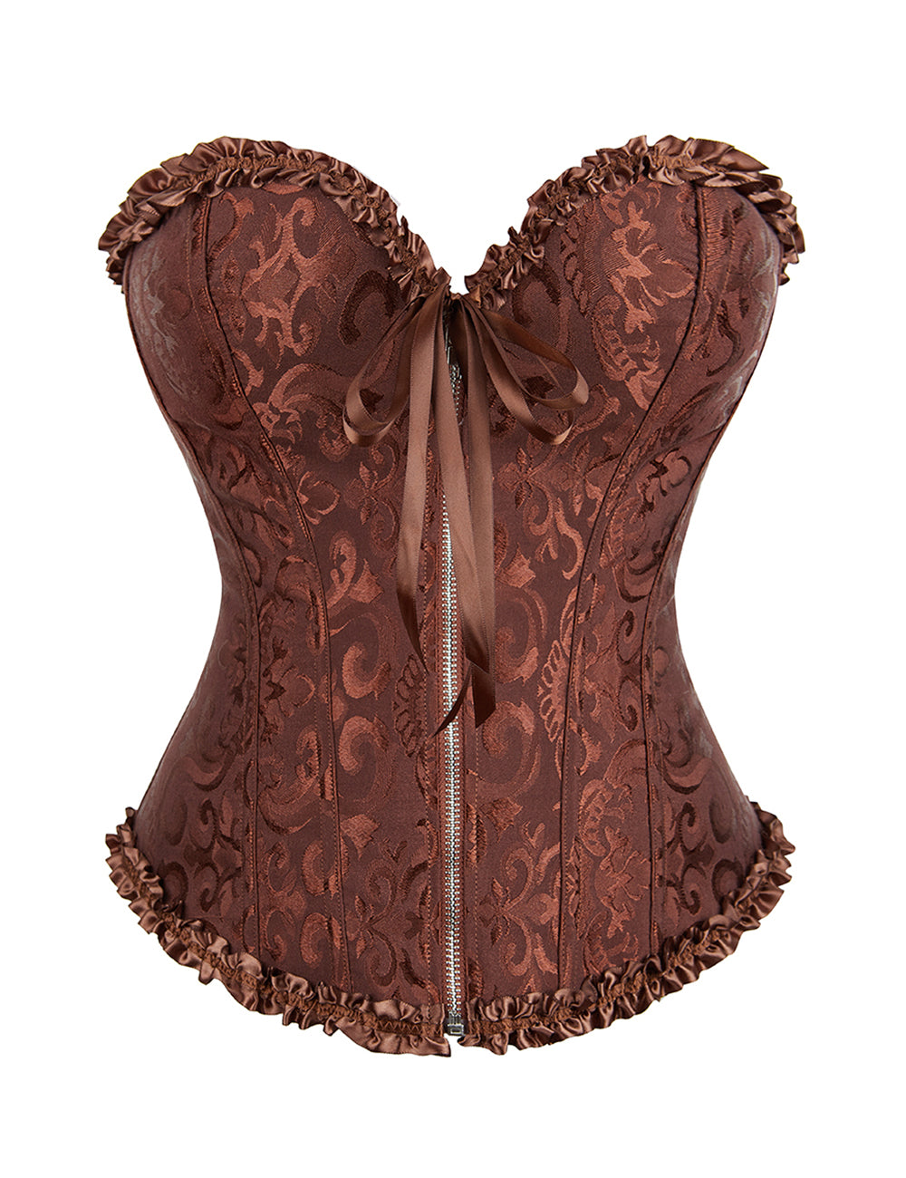 12 Pieces Plastic Bones Brown Sexy Embroidered Zippered Palace Style Corset