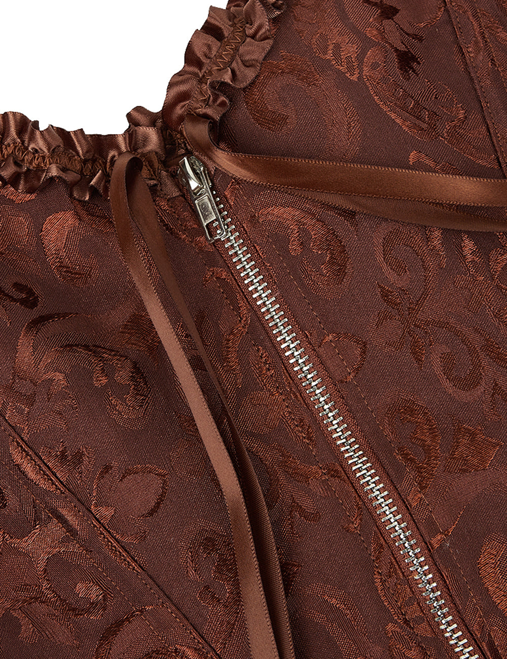 12 Pieces Plastic Bones Brown Sexy Embroidered Zippered Palace Style Corset