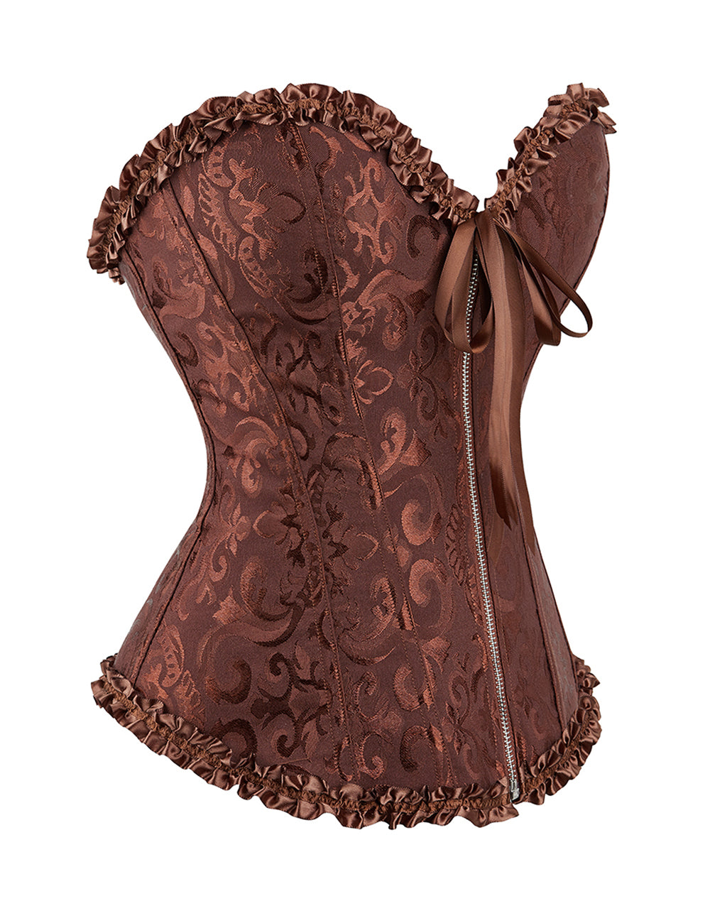 12 Pieces Plastic Bones Brown Sexy Embroidered Zippered Palace Style Corset
