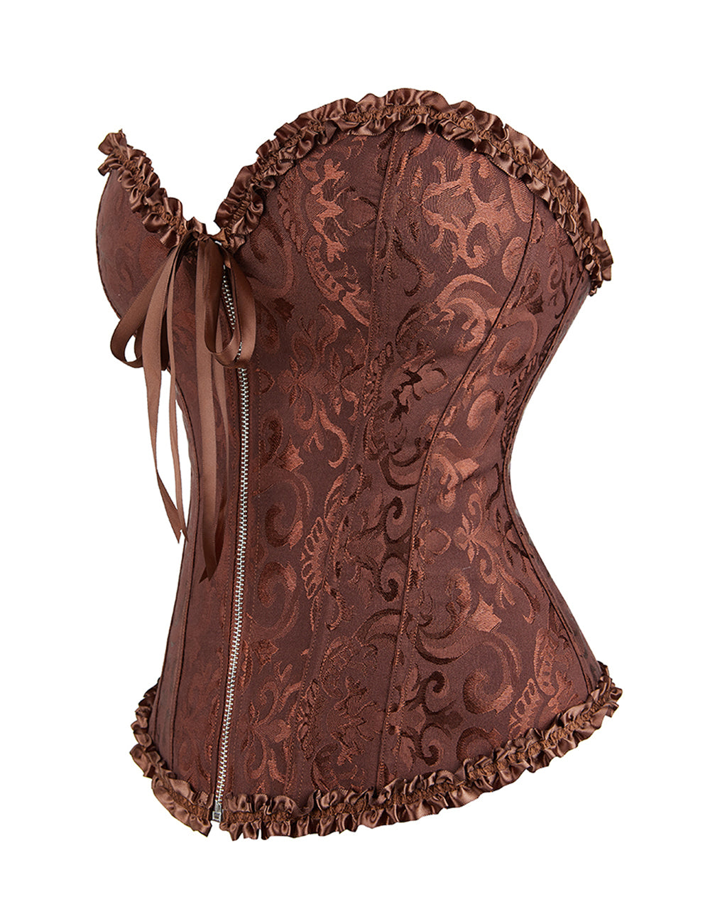 12 Pieces Plastic Bones Brown Sexy Embroidered Zippered Palace Style Corset