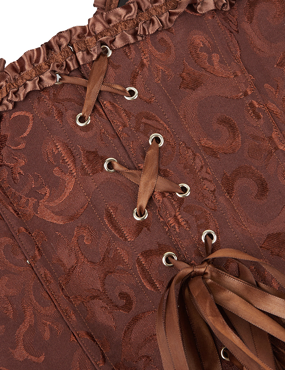 12 Pieces Plastic Bones Brown Sexy Embroidered Zippered Palace Style Corset