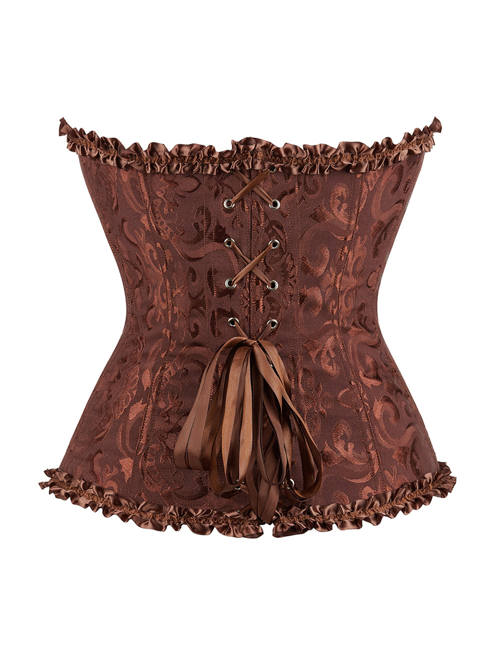 12 Pieces Plastic Bones Brown Sexy Embroidered Zippered Palace Style Corset