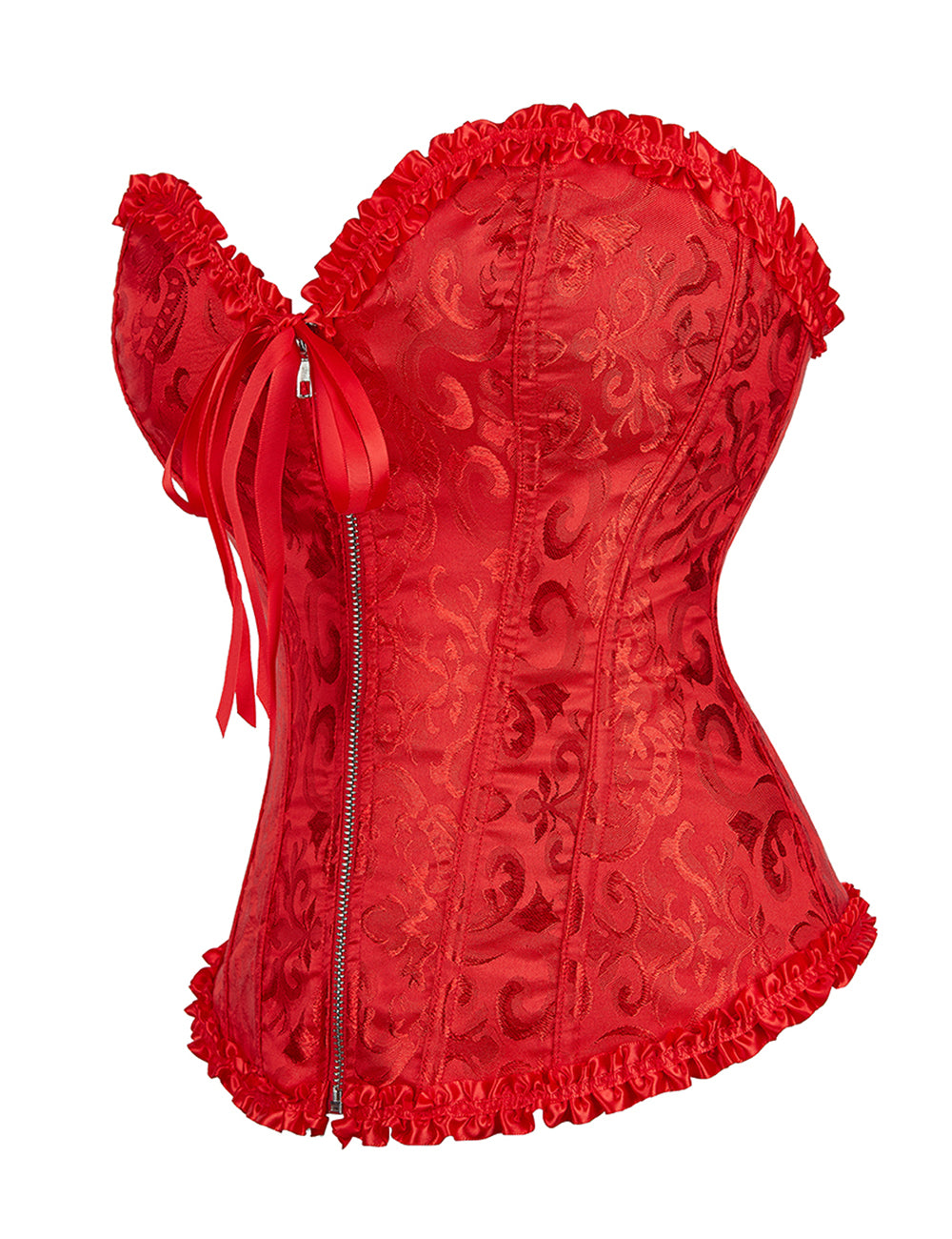 12 Pieces Plastic Bones Red Sexy Embroidered Zippered Palace Style Corset