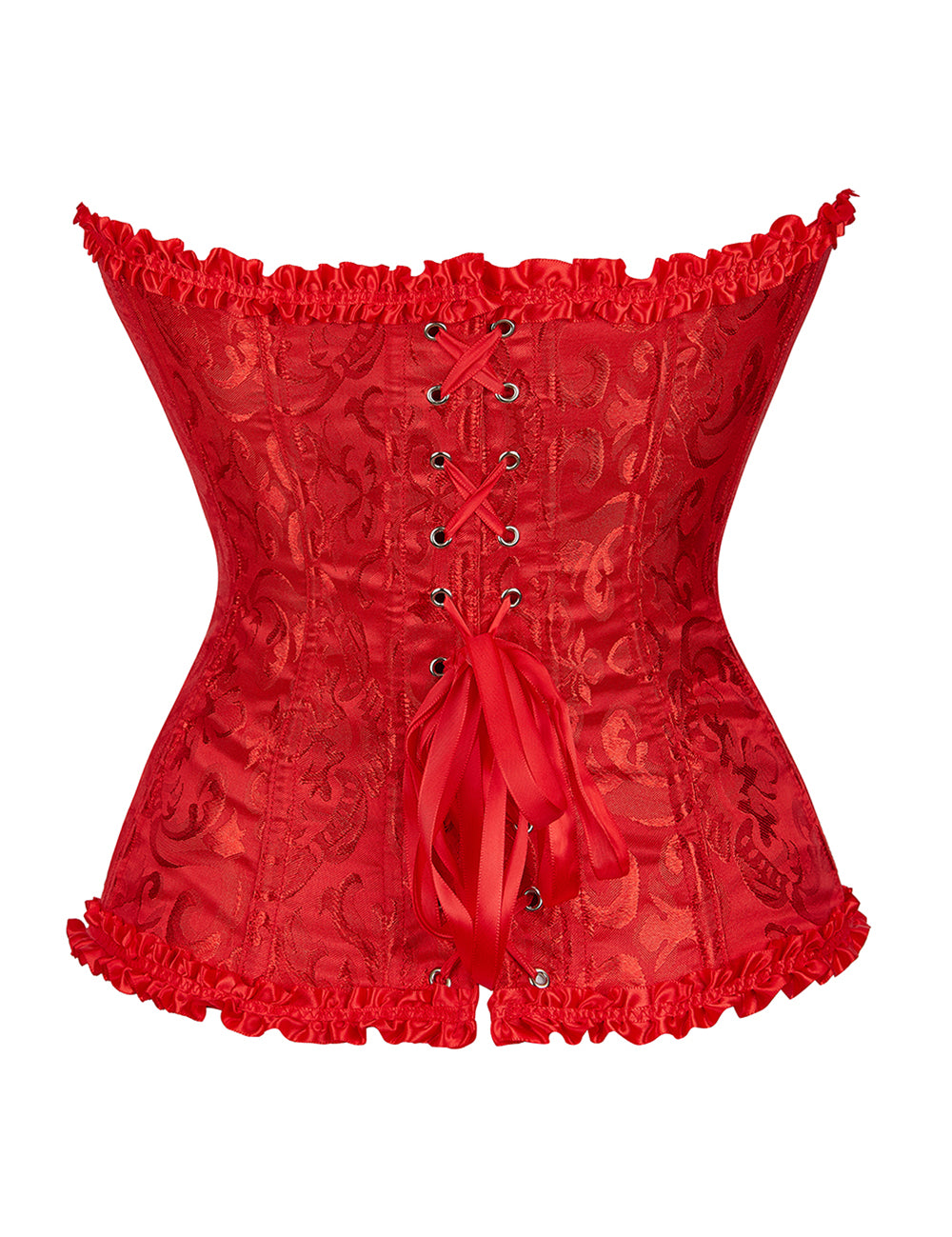 12 Pieces Plastic Bones Red Sexy Embroidered Zippered Palace Style Corset