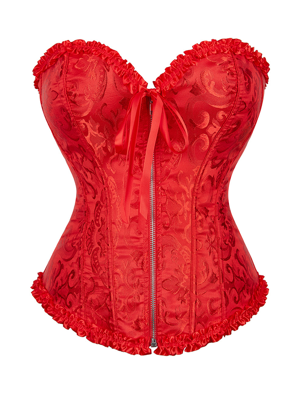 12 Pieces Plastic Bones Red Sexy Embroidered Zippered Palace Style Corset